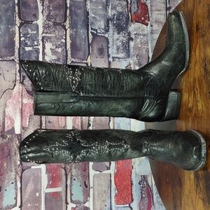 Tri Star "Azabache" Jet Black Leather Boots